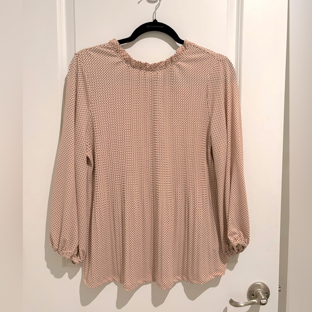 Adrianna Papell Pink Polkadotted Blouse Size Medium